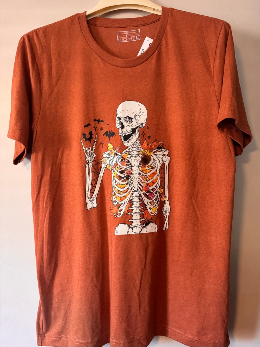 Gildan Rust Orange Skeleton Graphic Tee